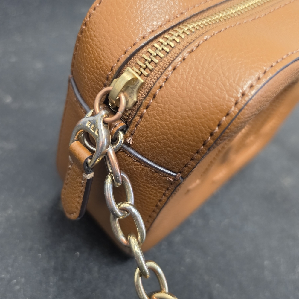 Ralph Lauren RL Embossed Leather Crossbody Bag - Tan - Picture 3 of 6